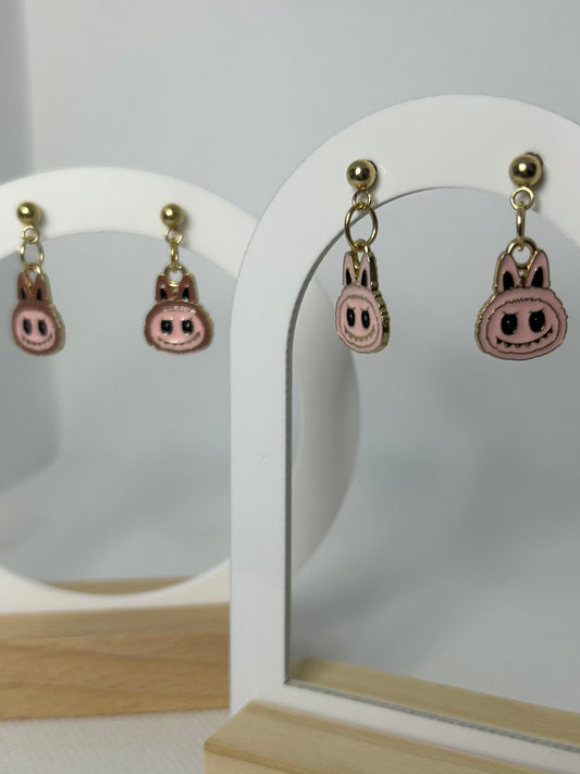 Labubu-Inspired Metal Pendant Earrings - Cute and Quirky - Perfect for Gifting or Party Favours