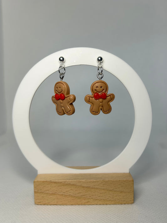 Handmade Christmas Gingerbread Dangle Earrings - Adorable Resin Pendant - Ideal for Gifting