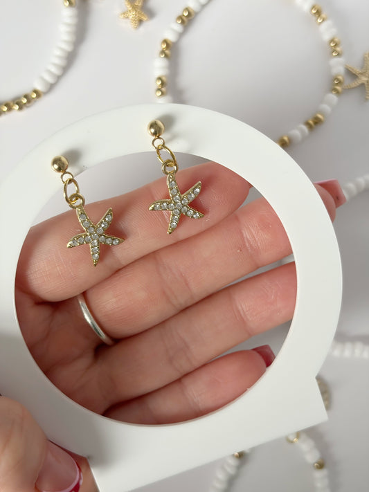 Sparkly Starfish Earrings Available In Silver And Gold Plated Drop Stud - Lottie And FloSparkly Starfish Earrings Available In Silver And Gold Plated Drop StudHand made EarringsLottie And Flo
