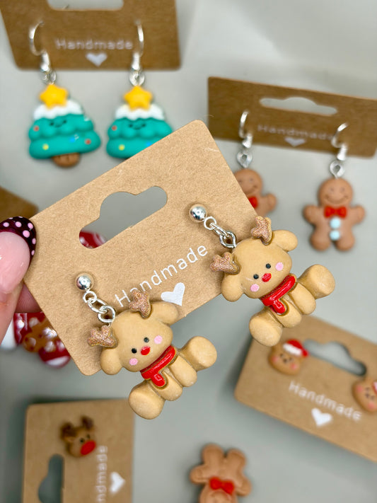 Handmade Christmas Rudolph Reindeer Pendant Earrings