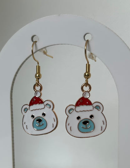 Handmade Christmas Character Dangle Earrings - Polar Bear / Penguin / Santa - Cute Metal Pendant - Perfect for Gifting or Stocking Fillers - Lottie And FloHandmade Christmas Character Dangle Earrings - Polar Bear / Penguin / Santa - Cute Metal Pendant - Perfect for Gifting or Stocking FillersHand made Christmas earringsLottie And Flo