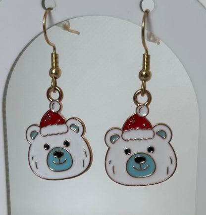 Handmade Christmas Character Dangle Earrings - Polar Bear / Penguin / Santa - Cute Metal Pendant - Perfect for Gifting or Stocking Fillers - Lottie And FloHandmade Christmas Character Dangle Earrings - Polar Bear / Penguin / Santa - Cute Metal Pendant - Perfect for Gifting or Stocking FillersHand made Christmas earringsLottie And Flo