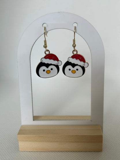Handmade Christmas Character Dangle Earrings - Polar Bear / Penguin / Santa - Cute Metal Pendant - Perfect for Gifting or Stocking Fillers - Lottie And FloHandmade Christmas Character Dangle Earrings - Polar Bear / Penguin / Santa - Cute Metal Pendant - Perfect for Gifting or Stocking FillersHand made Christmas earringsLottie And Flo