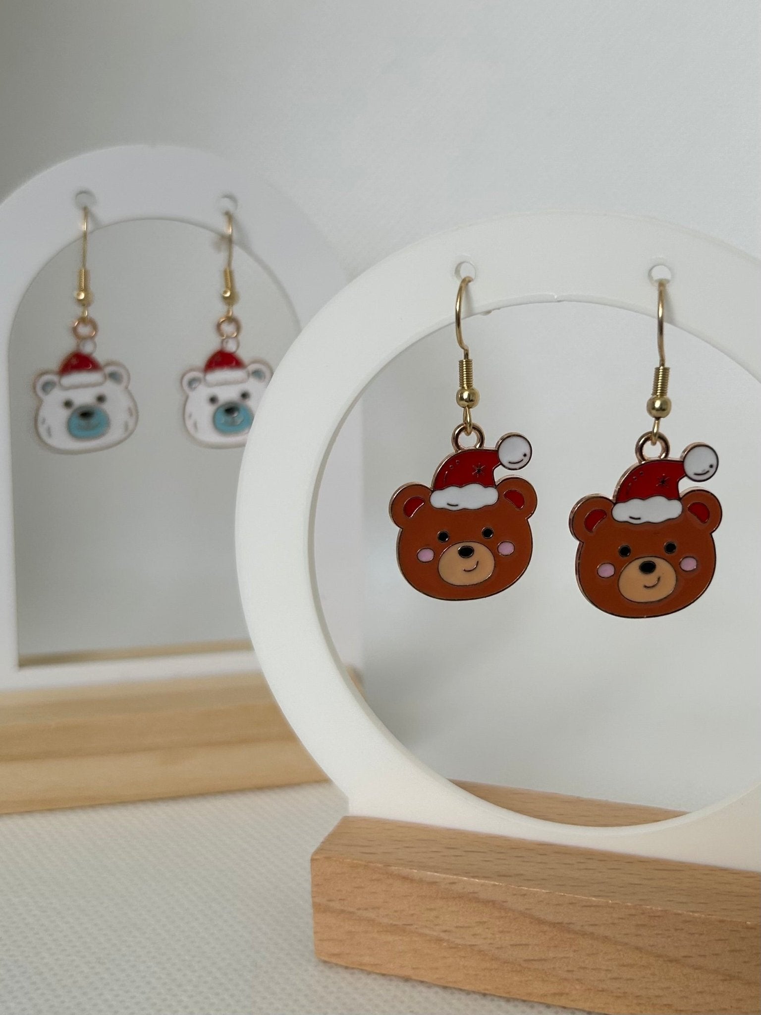 Handmade Christmas Character Dangle Earrings - Polar Bear / Penguin / Santa - Cute Metal Pendant - Perfect for Gifting or Stocking Fillers - Lottie And FloHandmade Christmas Character Dangle Earrings - Polar Bear / Penguin / Santa - Cute Metal Pendant - Perfect for Gifting or Stocking FillersHand made Christmas earringsLottie And Flo