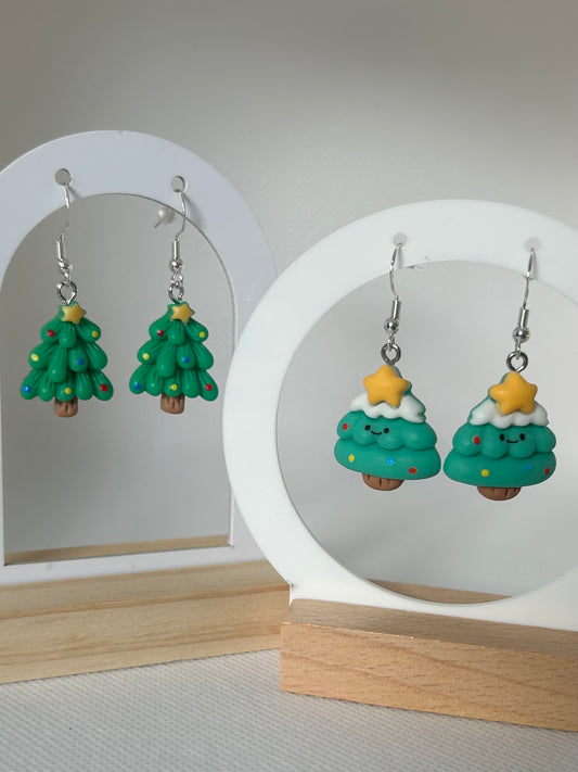 Handmade Christmas Tree Dangle Earrings -   Cute Resin Pendant - Perfect for Gifting