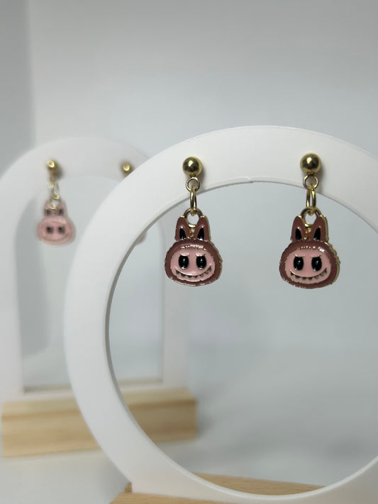 Labubu-Inspired Metal Pendant Earrings - Cute and Quirky - Perfect for Gifting or Party Favours