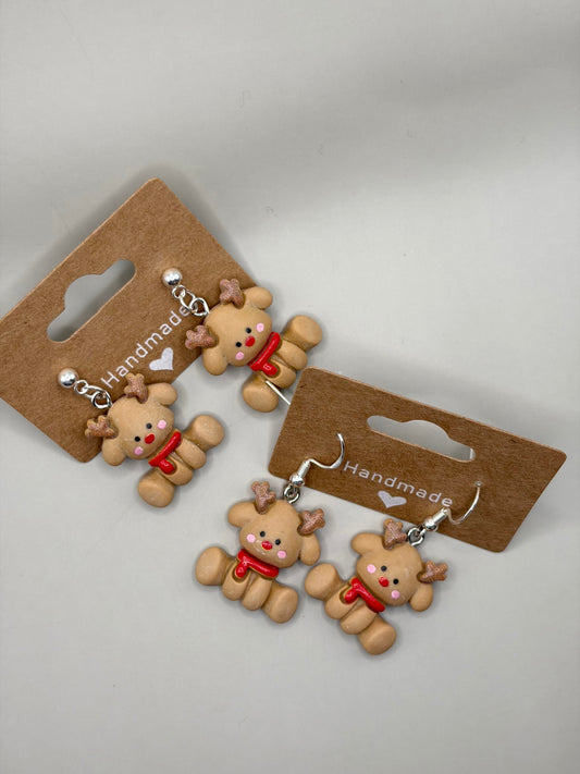 Handmade Christmas Rudolph Reindeer Pendant Earrings