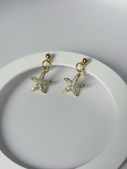 Sparkly Starfish Earrings Available In Silver And Gold Plated Drop Stud - Lottie And FloSparkly Starfish Earrings Available In Silver And Gold Plated Drop StudHand made EarringsLottie And Flo
