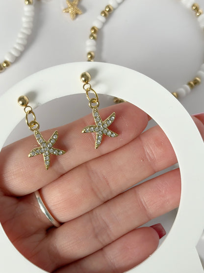 Sparkly Starfish Earrings Available In Silver And Gold Plated Drop Stud - Lottie And FloSparkly Starfish Earrings Available In Silver And Gold Plated Drop StudHand made EarringsLottie And Flo