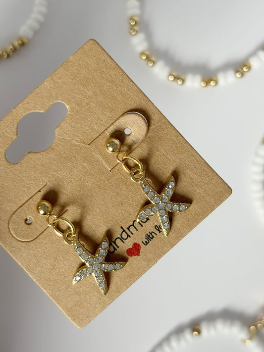 Sparkly Starfish Earrings Available In Silver And Gold Plated Drop Stud - Lottie And FloSparkly Starfish Earrings Available In Silver And Gold Plated Drop StudHand made EarringsLottie And Flo