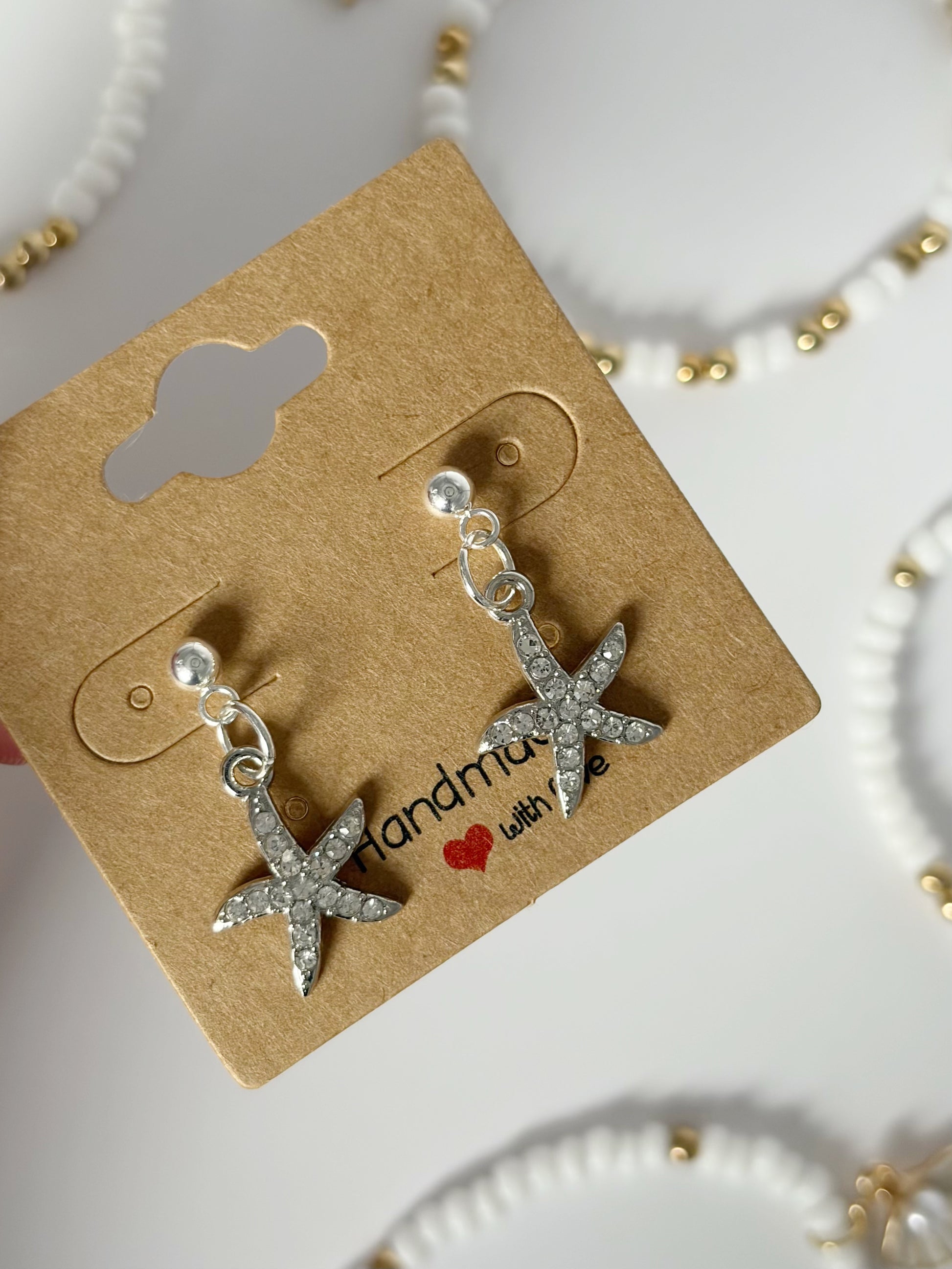 Sparkly Starfish Earrings Available In Silver And Gold Plated Drop Stud - Lottie And FloSparkly Starfish Earrings Available In Silver And Gold Plated Drop StudHand made EarringsLottie And Flo