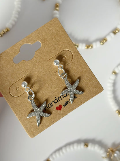 Sparkly Starfish Earrings Available In Silver And Gold Plated Drop Stud - Lottie And FloSparkly Starfish Earrings Available In Silver And Gold Plated Drop StudHand made EarringsLottie And Flo