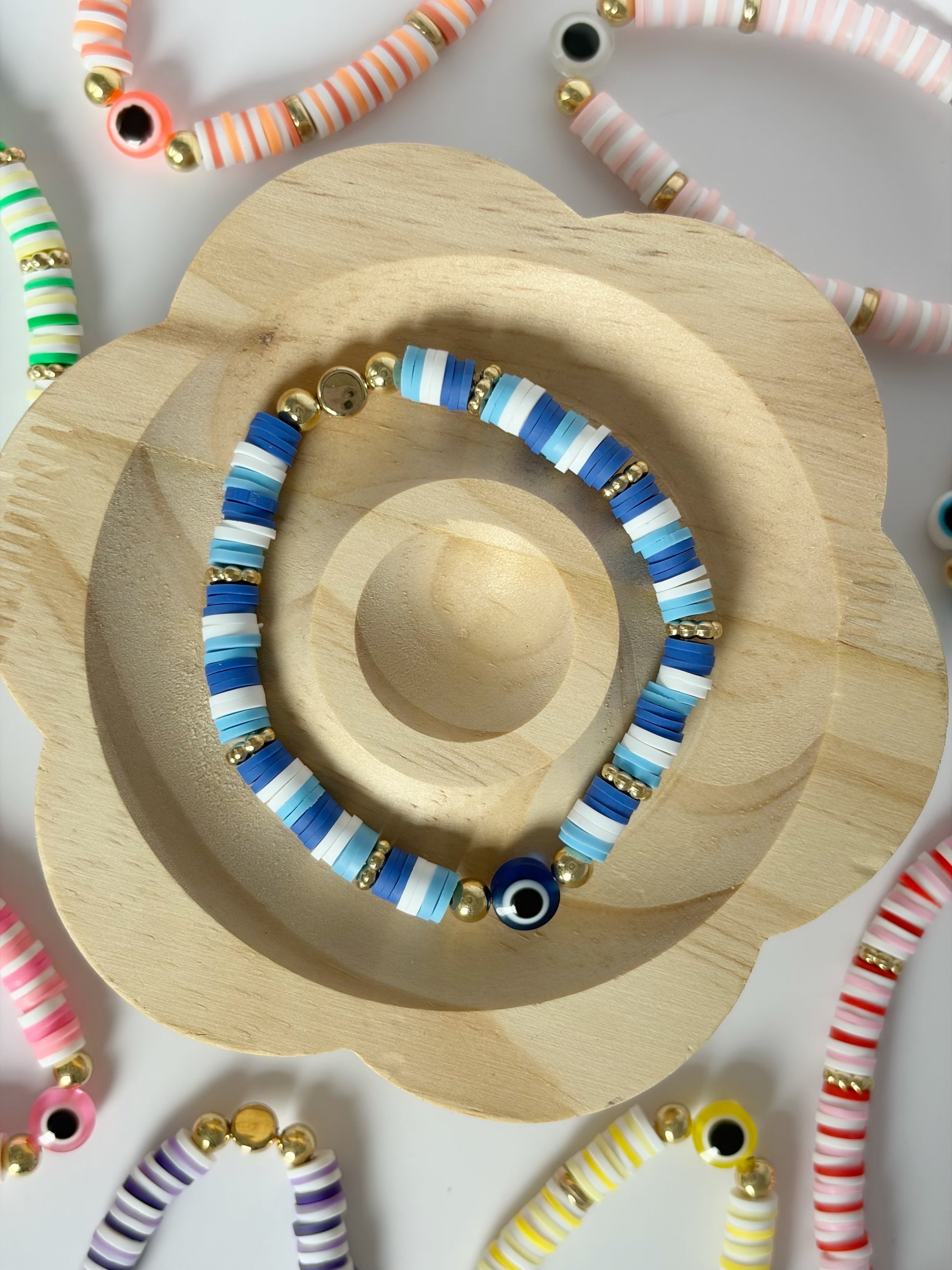 Handmade Colourful Evil Eye Bracelets - Lottie And FloHandmade Colourful Evil Eye BraceletsHandmade Bracelets Lottie And Flo