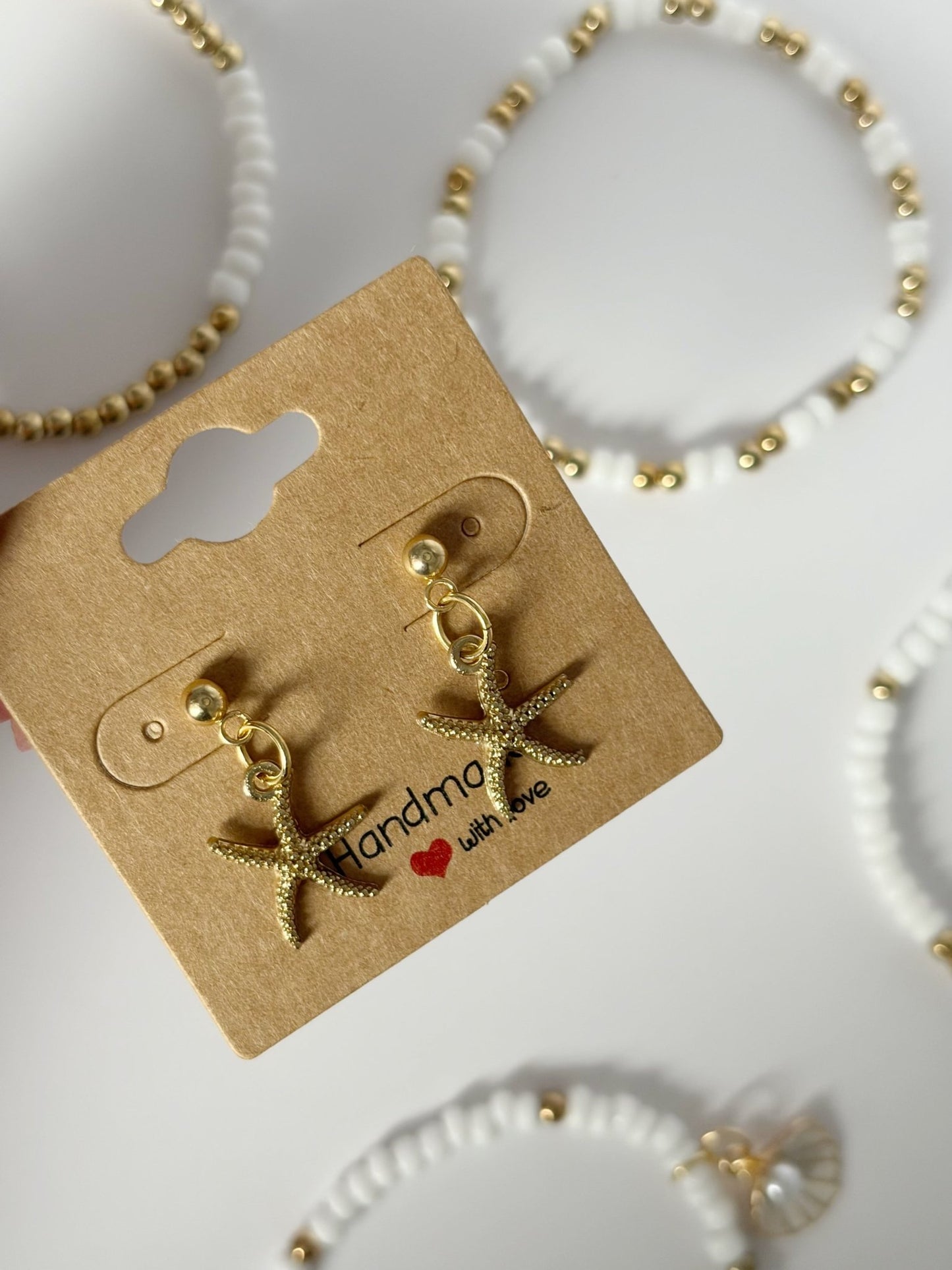 Gold Starfish Earrings On 18K Gold Plated Drop Stud - Lottie And FloGold Starfish Earrings On 18K Gold Plated Drop StudHand made EarringsLottie And Flo