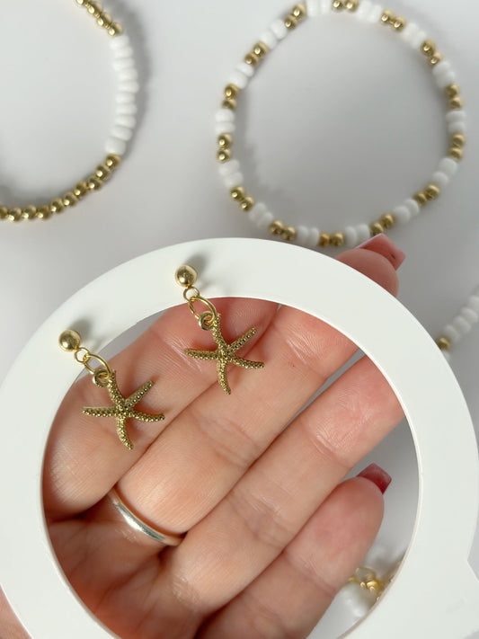 Gold Starfish Earrings On 18K Gold Plated Drop Stud - Lottie And FloGold Starfish Earrings On 18K Gold Plated Drop StudHand made EarringsLottie And Flo