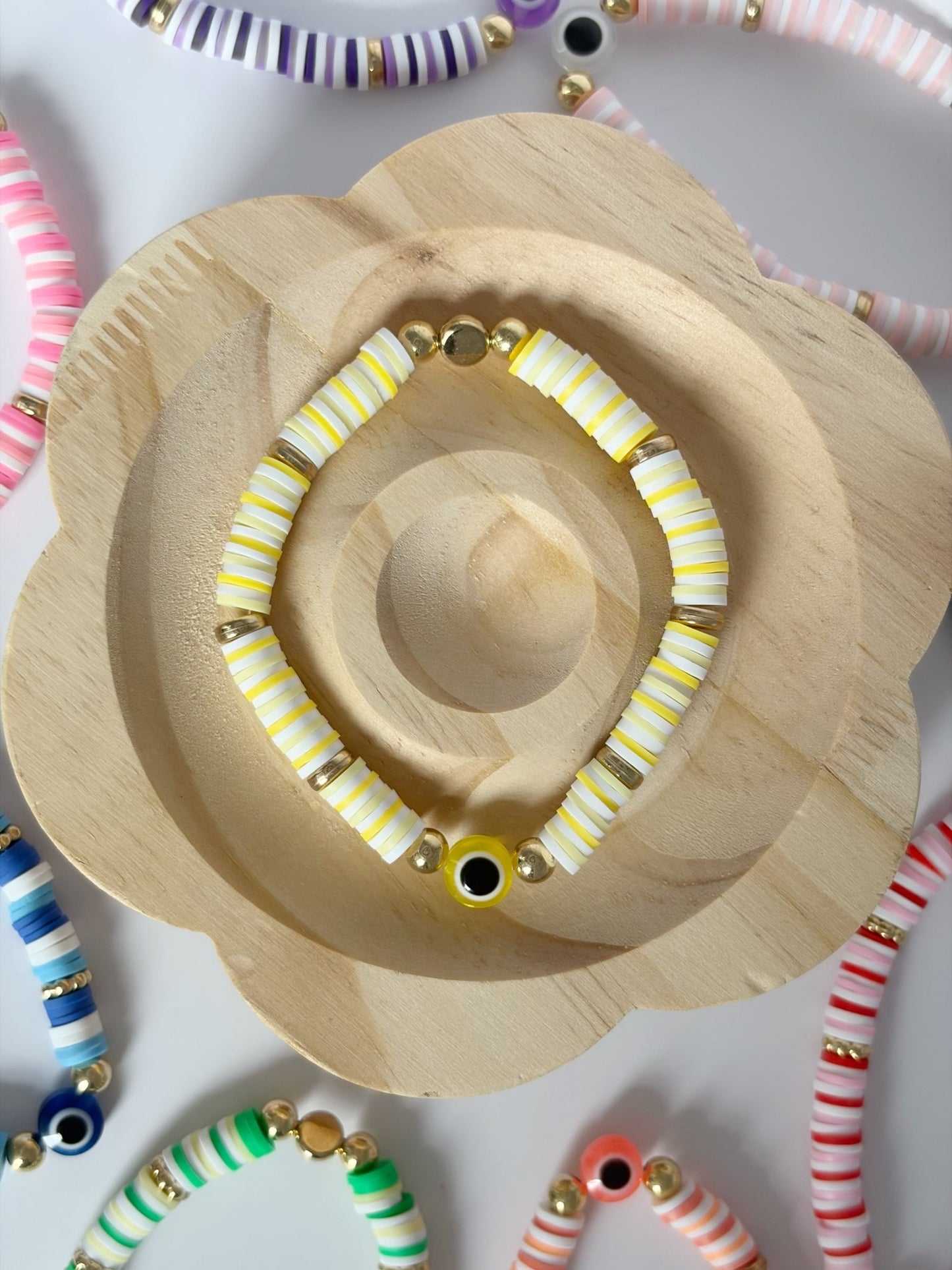 Handmade Colourful Evil Eye Bracelets - Lottie And FloHandmade Colourful Evil Eye BraceletsHandmade Bracelets Lottie And Flo