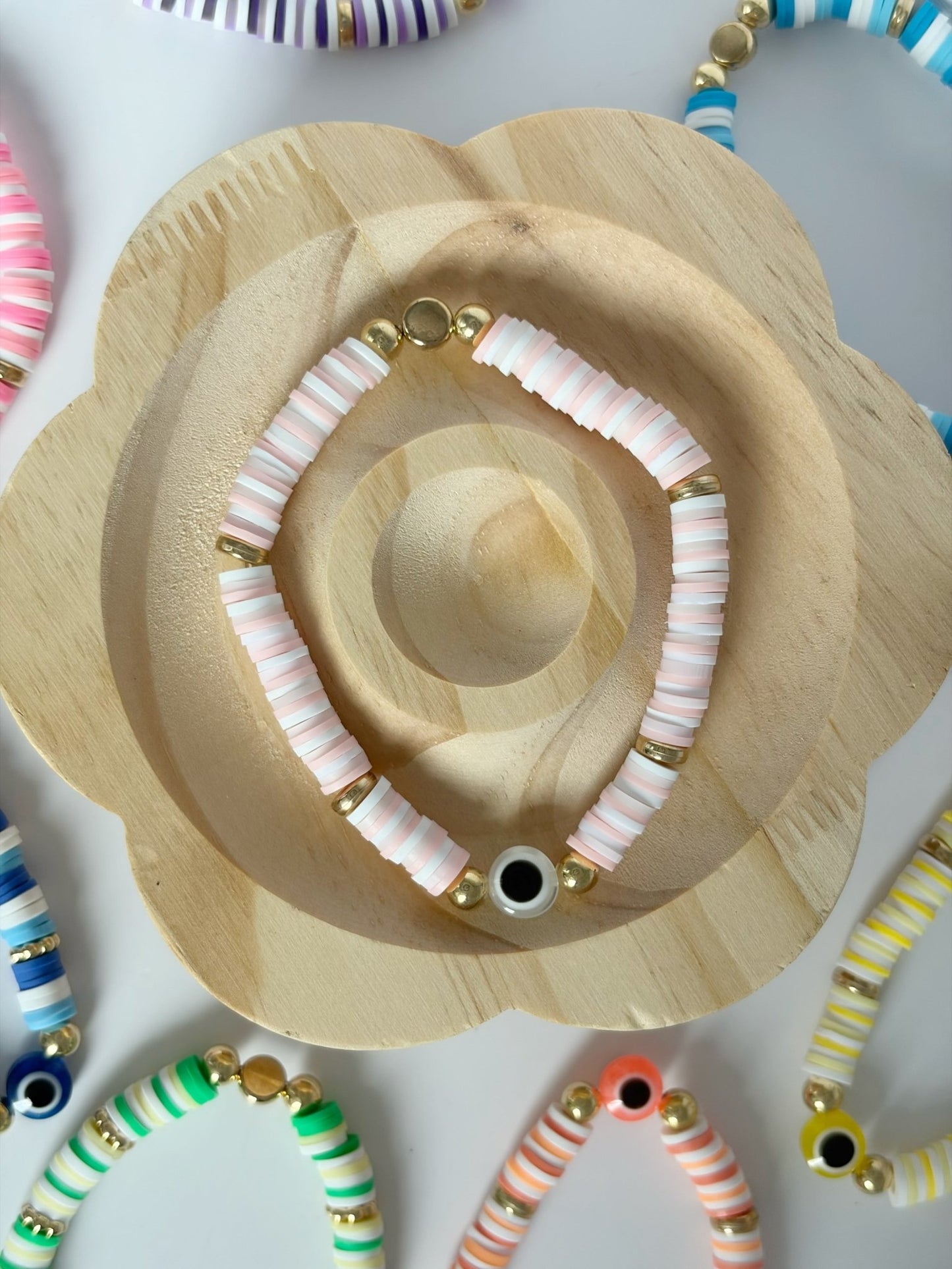 Handmade Colourful Evil Eye Bracelets - Lottie And FloHandmade Colourful Evil Eye BraceletsHandmade Bracelets Lottie And Flo