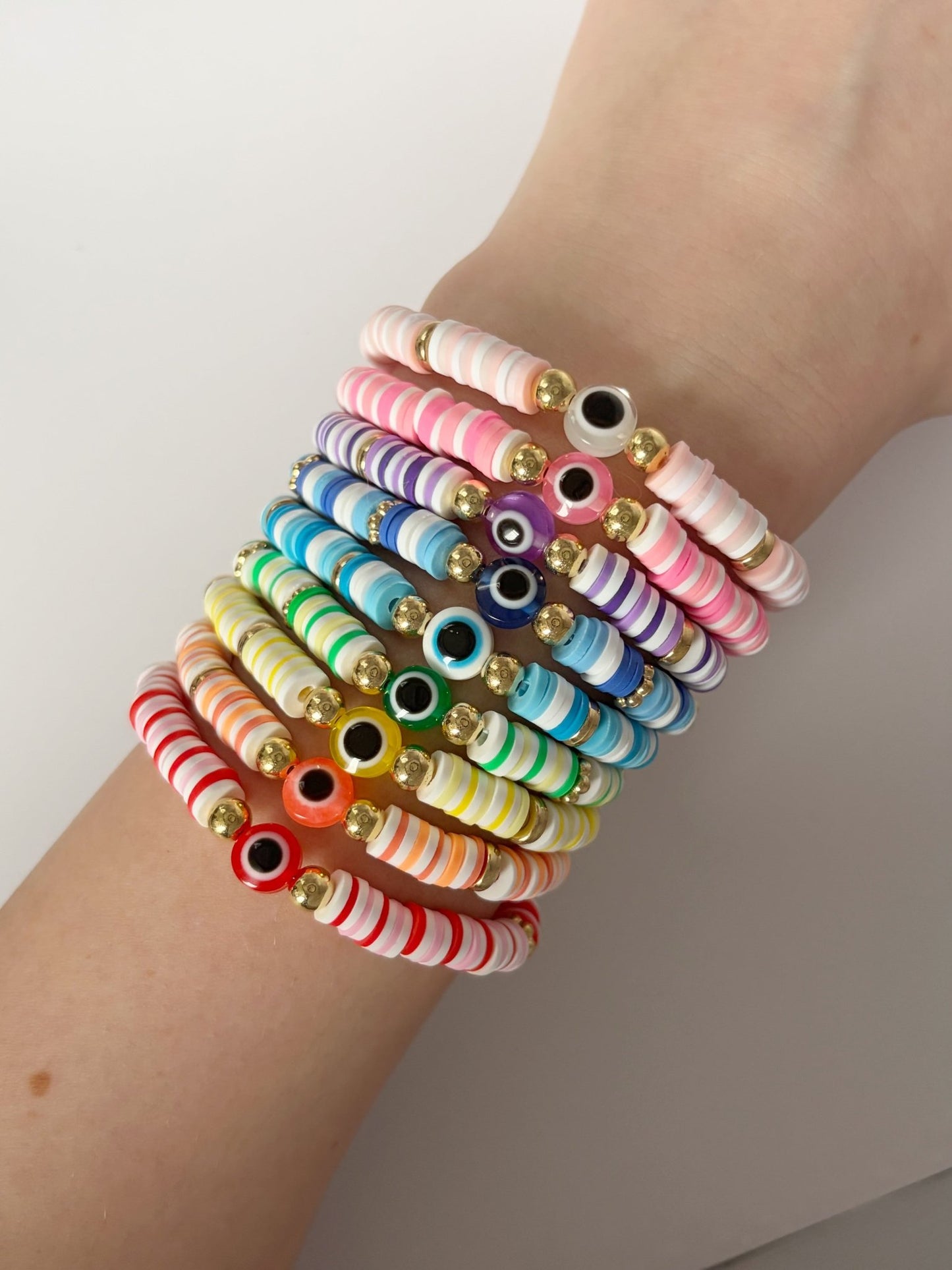 Handmade Colourful Evil Eye Bracelets - Lottie And FloHandmade Colourful Evil Eye BraceletsHandmade Bracelets Lottie And Flo