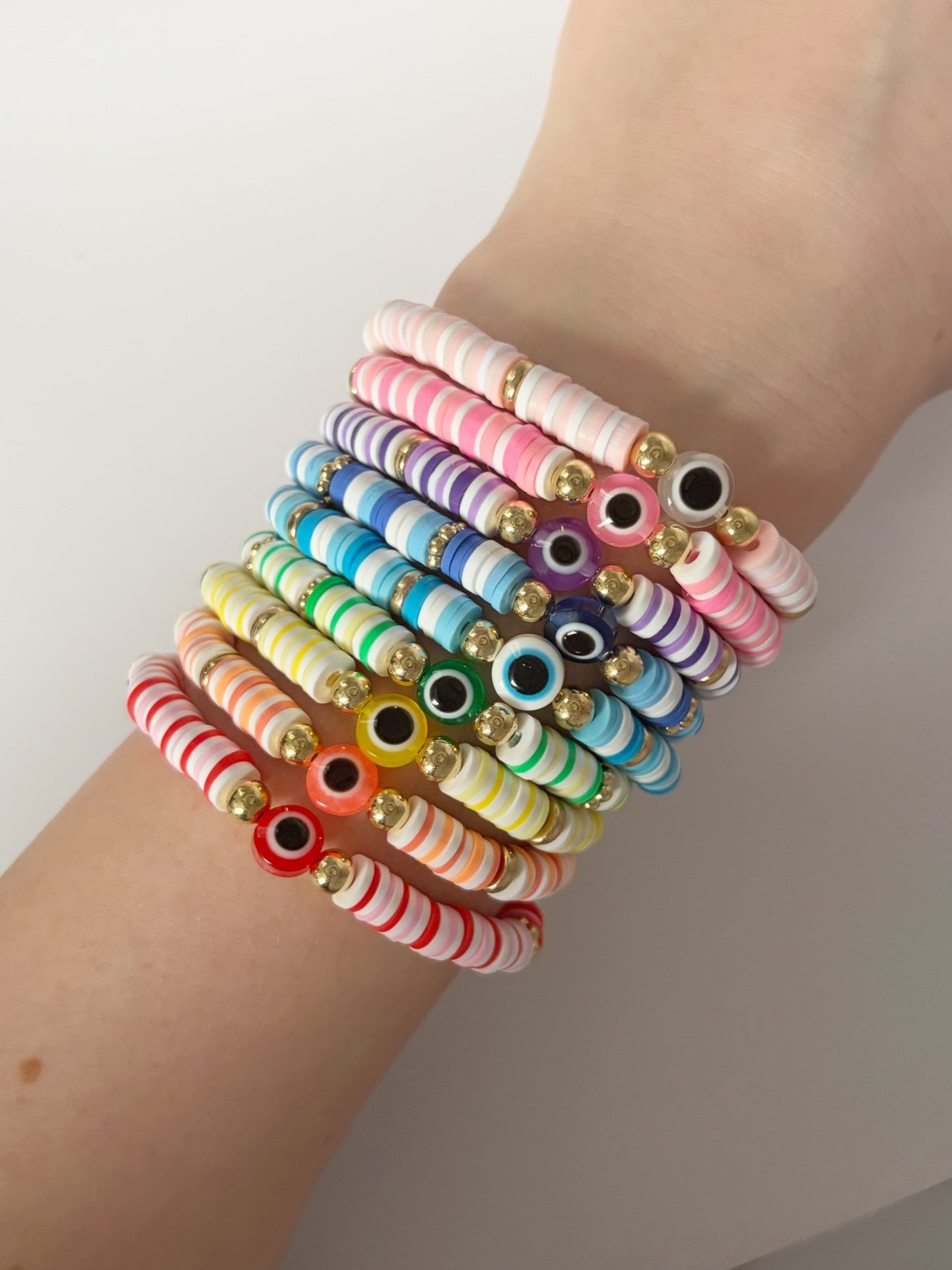 Handmade Colourful Evil Eye Bracelets - Lottie And FloHandmade Colourful Evil Eye BraceletsHandmade Bracelets Lottie And Flo