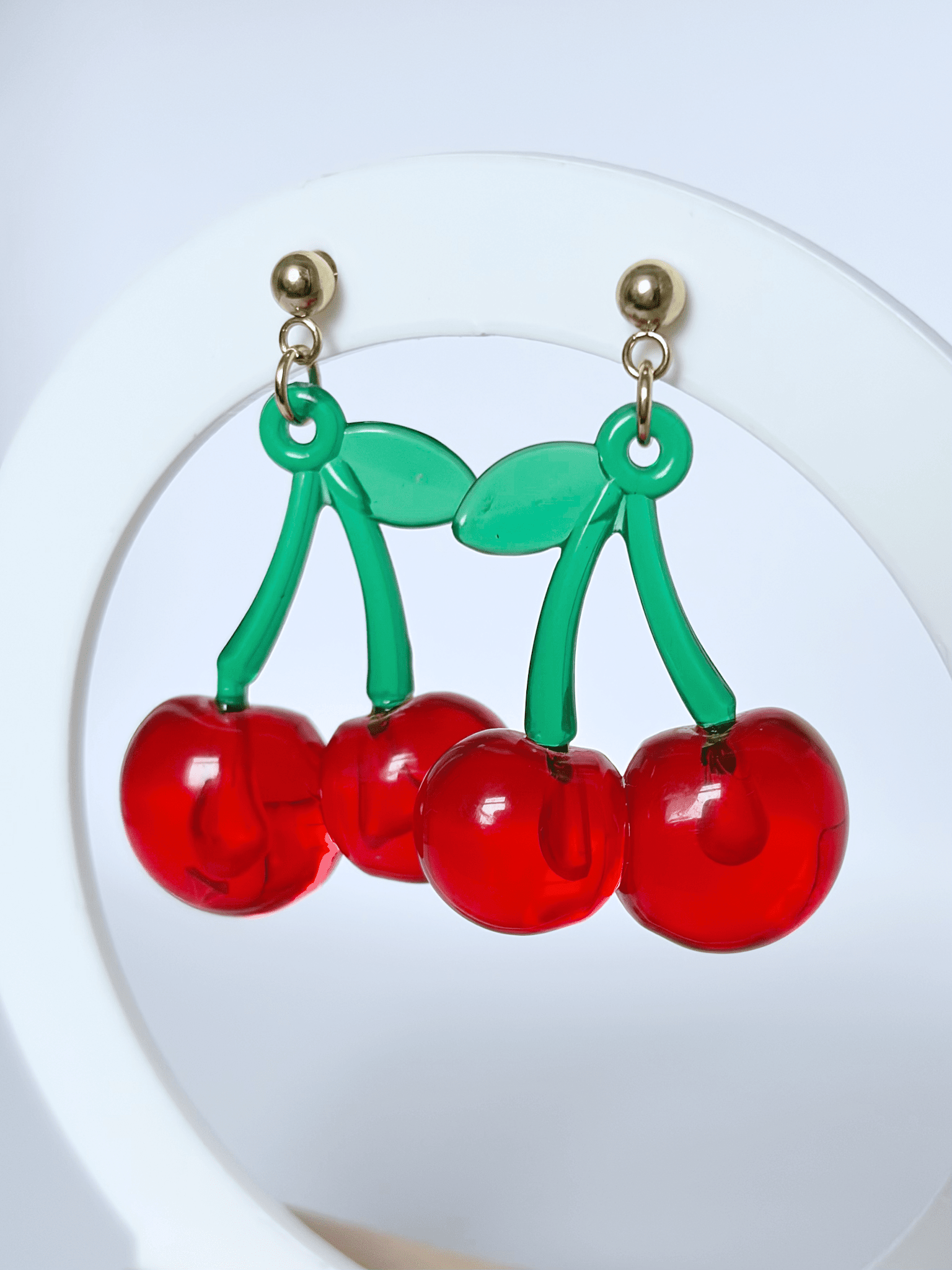 Large Cherry Drop Earrings - Lottie And FloLarge Cherry Drop EarringsHand Made Cherry EarringsLottie And Flo