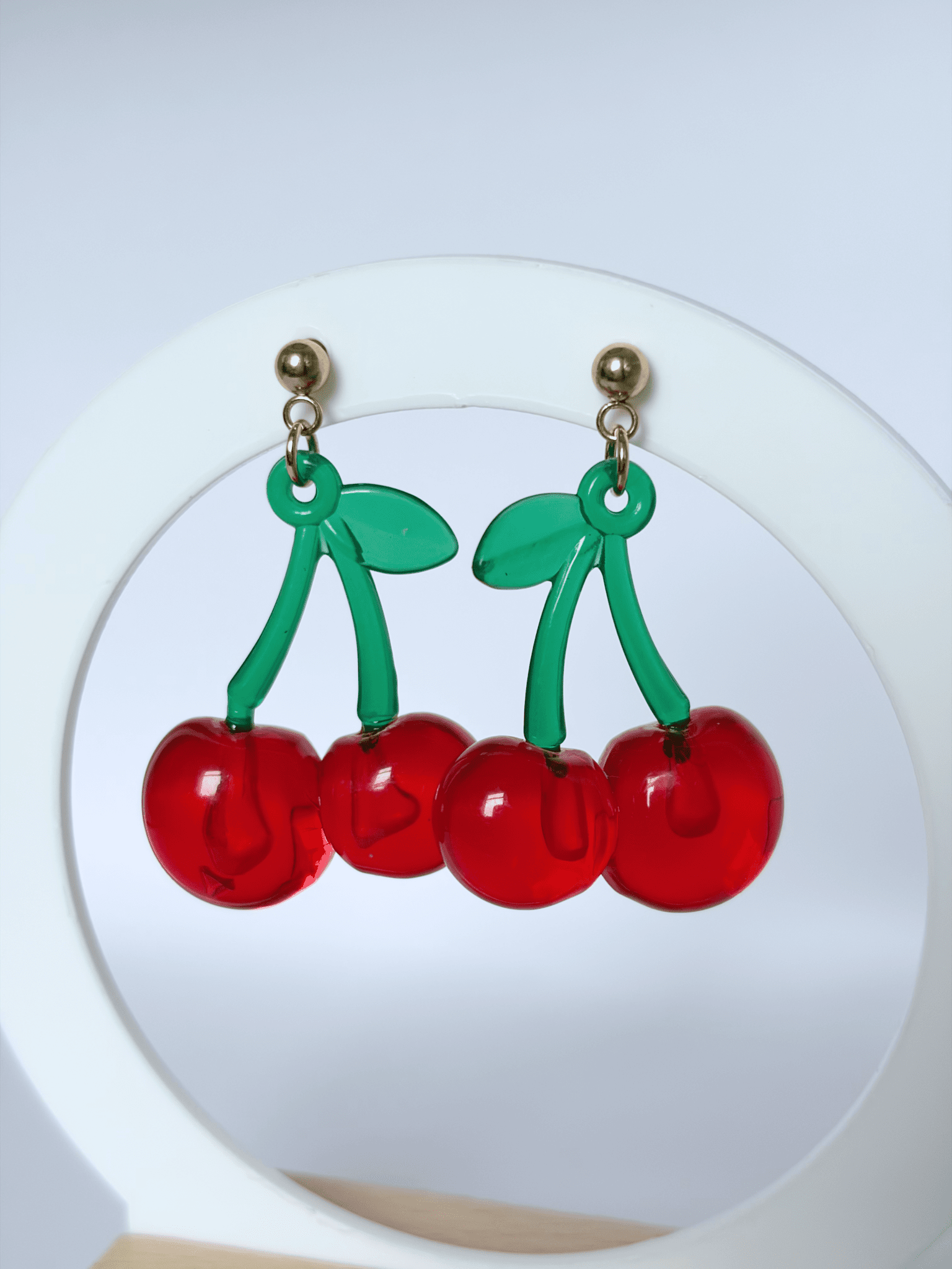 Large Cherry Drop Earrings - Lottie And FloLarge Cherry Drop EarringsHand Made Cherry EarringsLottie And Flo