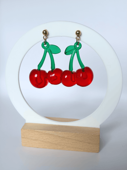 Large Cherry Drop Earrings - Lottie And FloLarge Cherry Drop EarringsHand Made Cherry EarringsLottie And Flo