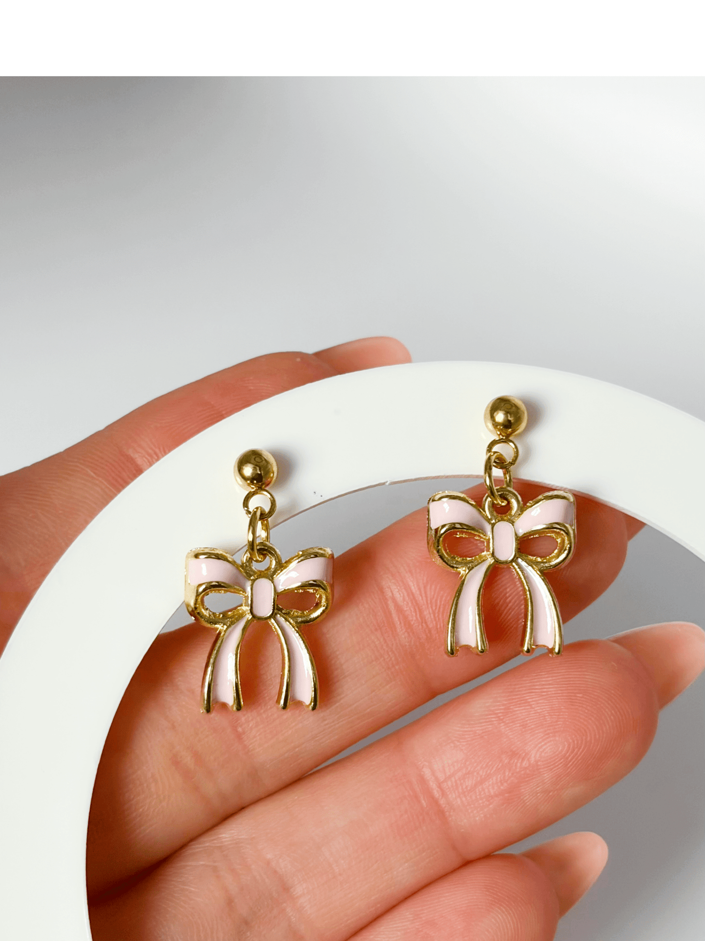 Pink Bow Dangle Earrings - Lottie And FloPink Bow Dangle EarringsHand made EarringsLottie And Flo