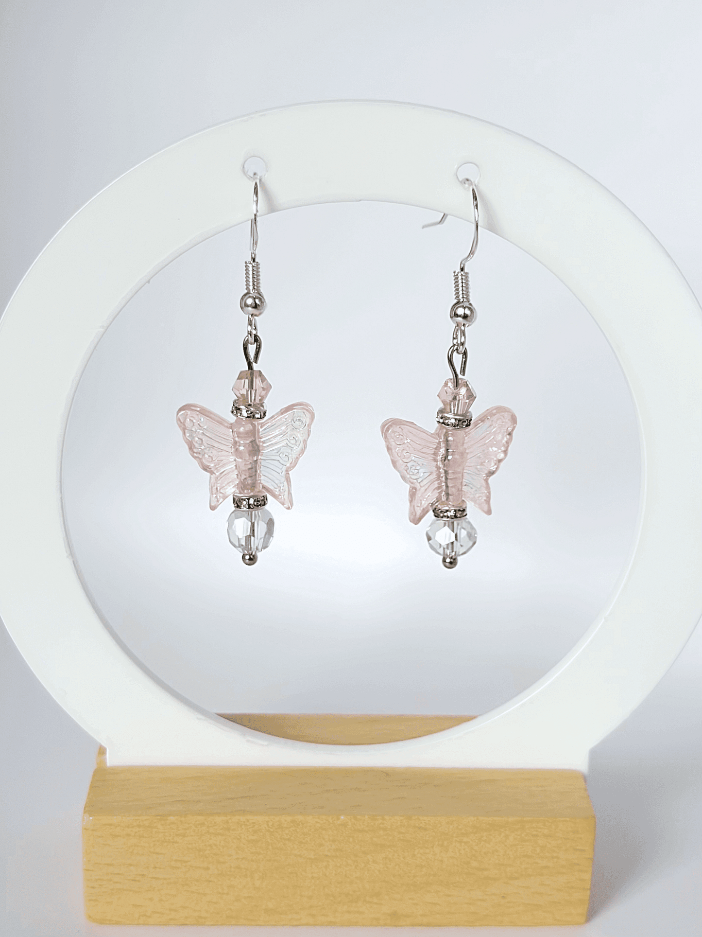 Pink Butterfly Earrings - On A Sterling Silver Hook Type Earring. - Lottie And Flo Pink Butterfly Earrings - On A Sterling Silver Hook Type Earring.Hand made EarringsLottie And Flo