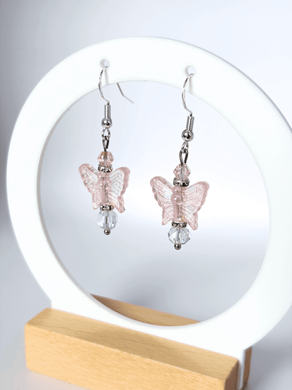 Pink Butterfly Earrings - On A Sterling Silver Hook Type Earring. - Lottie And Flo Pink Butterfly Earrings - On A Sterling Silver Hook Type Earring.Hand made EarringsLottie And Flo