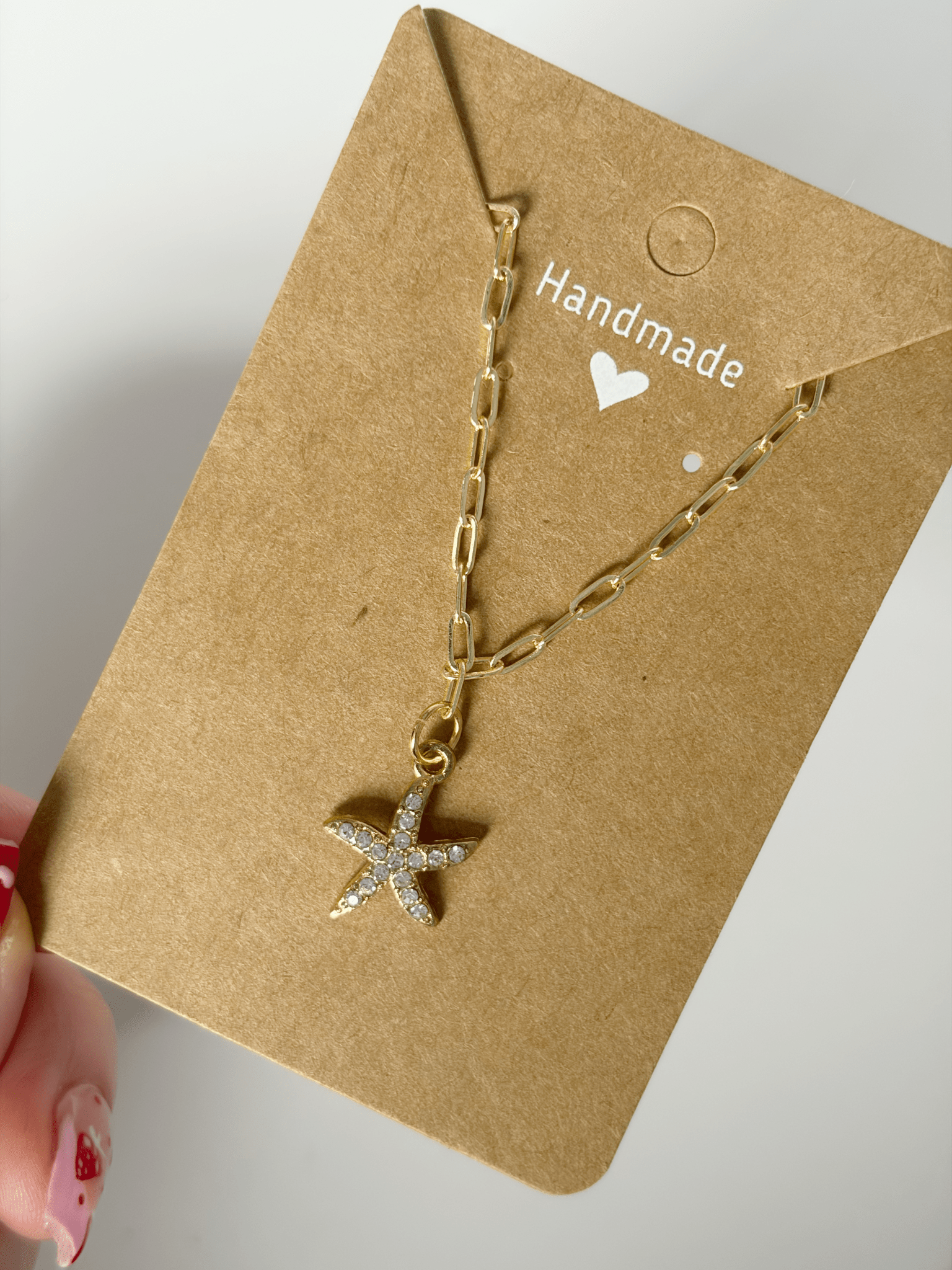 Sparkly Starfish Necklace On Gold Plated Chain - Lottie And FloSparkly Starfish Necklace On Gold Plated ChainHandmade Necklace Lottie And Flo