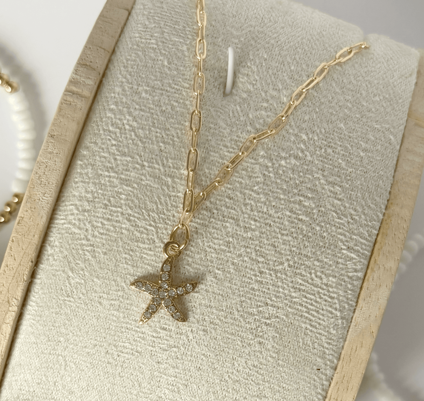 Sparkly Starfish Necklace On Gold Plated Chain - Lottie And FloSparkly Starfish Necklace On Gold Plated ChainHandmade Necklace Lottie And Flo